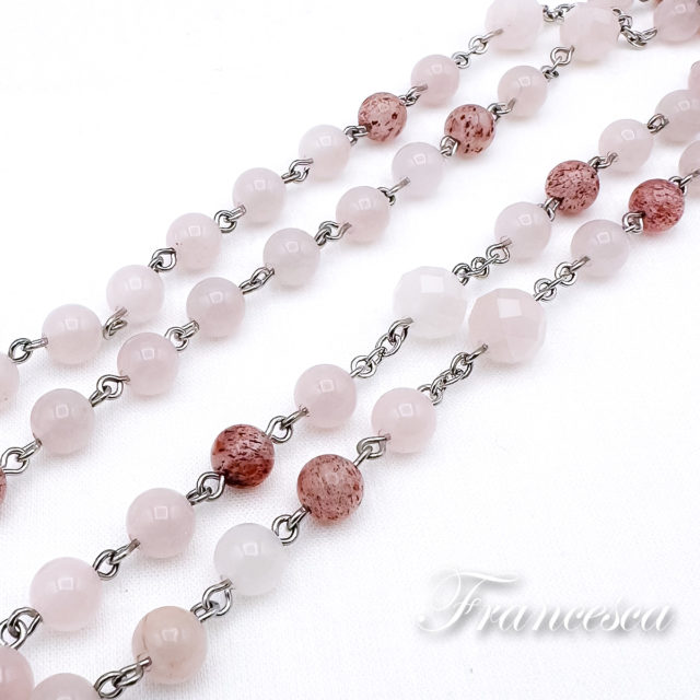 ローズクォーツ 小さなバラの庭のロザリオ