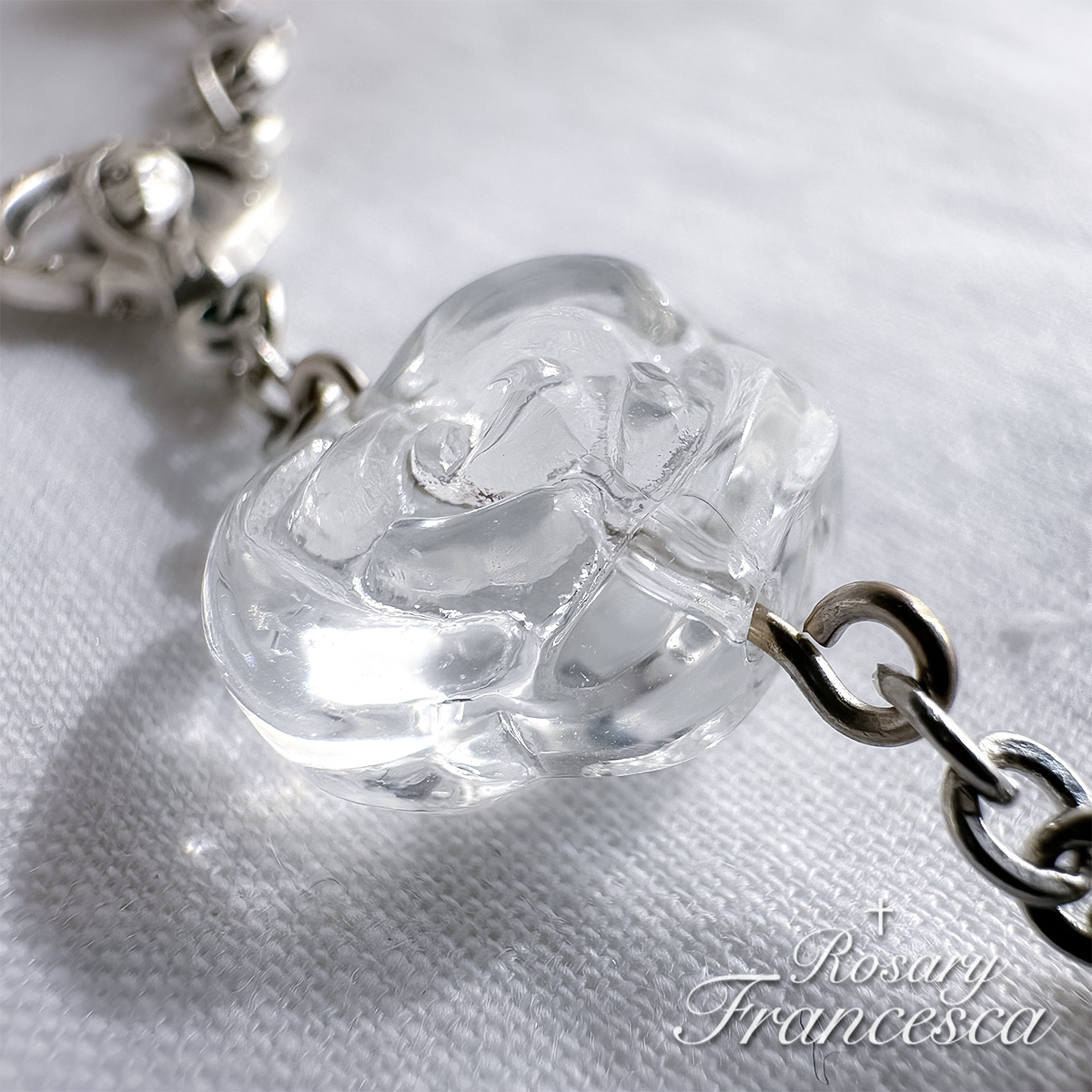 Job’s Tears – White Rose Mini Rosary