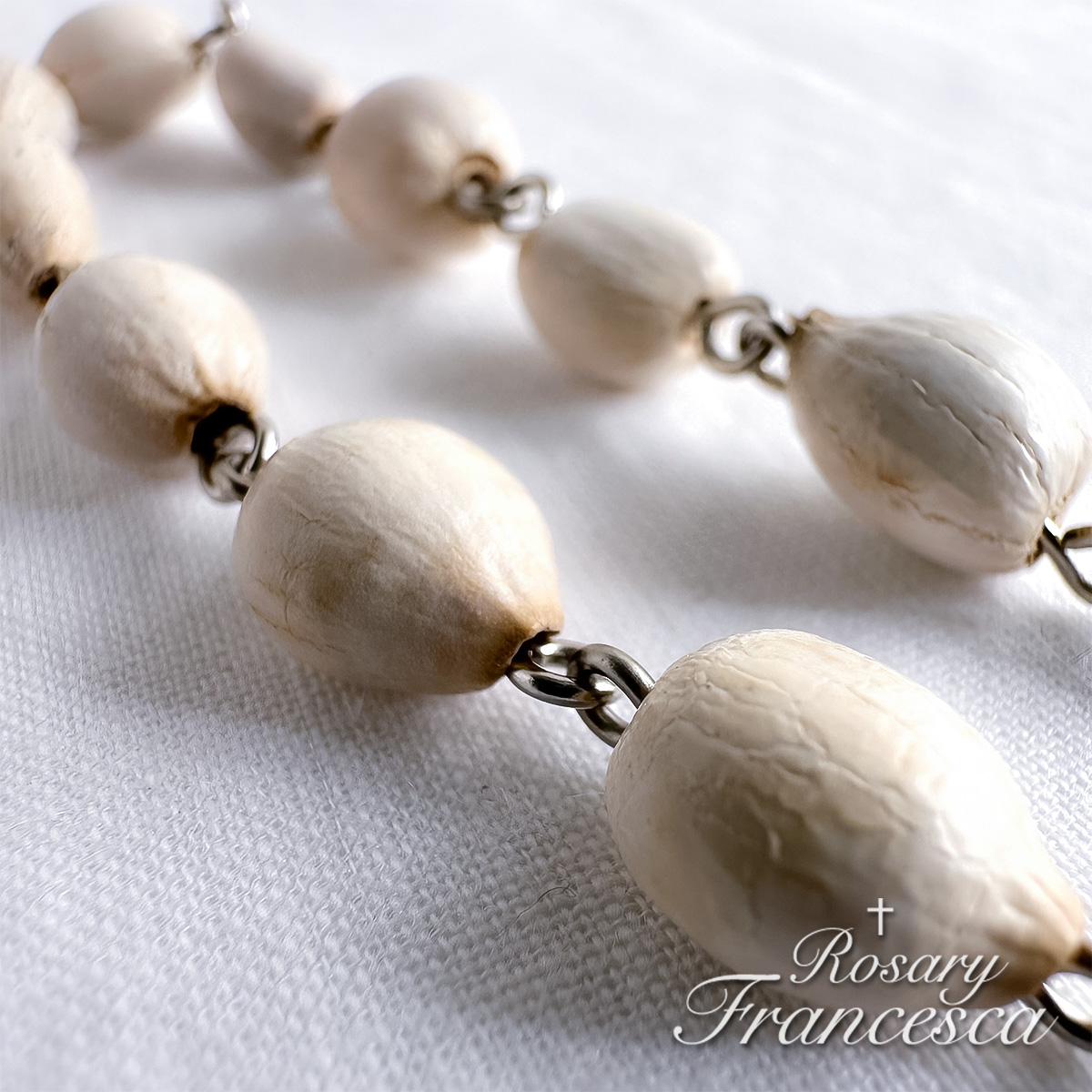 Job’s Tears – White Rose Mini Rosary