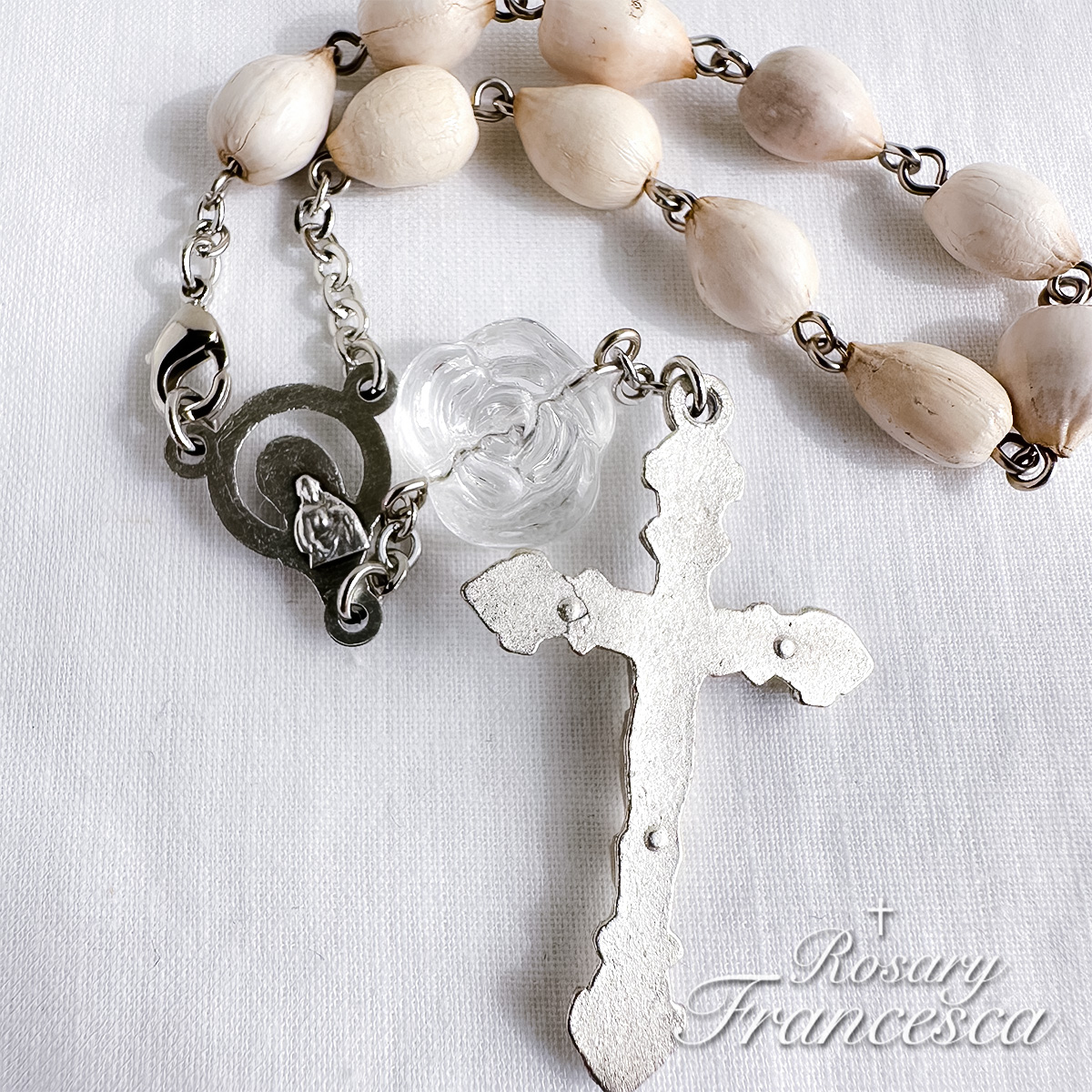 Job’s Tears – White Rose Mini Rosary
