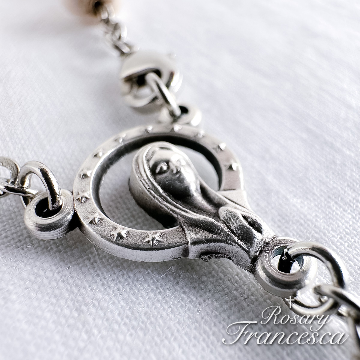 Job’s Tears – White Rose Mini Rosary