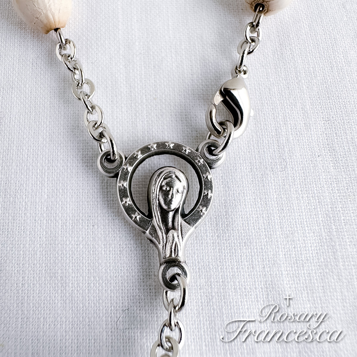 Job’s Tears – White Rose Mini Rosary