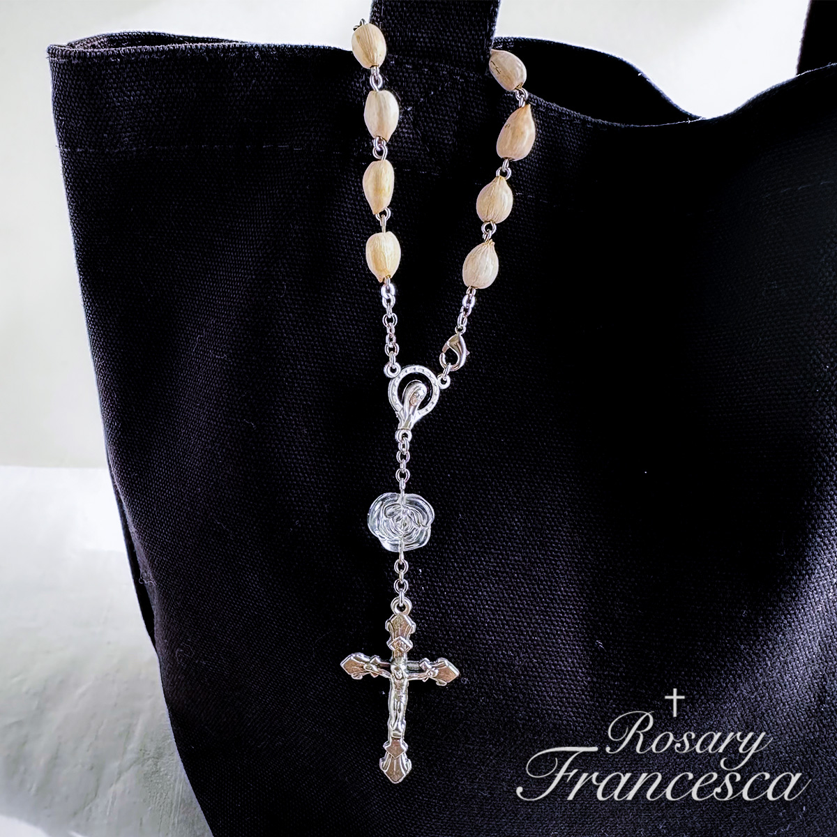 Job’s Tears – White Rose Mini Rosary