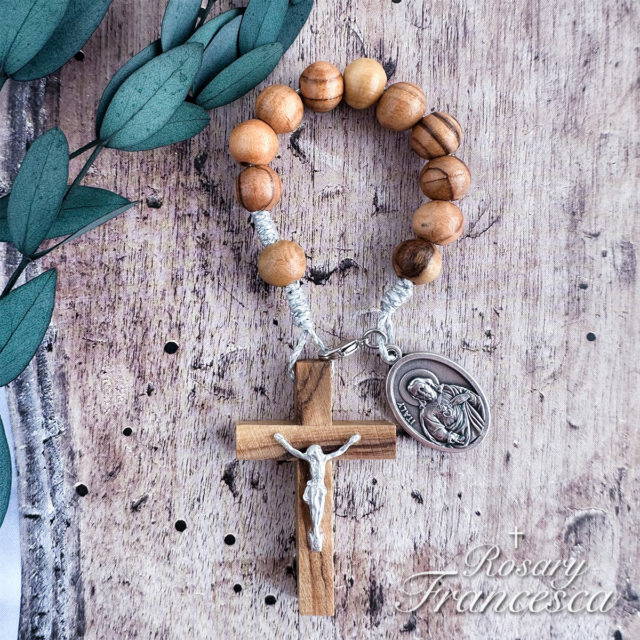 Olive wood mini rosary
