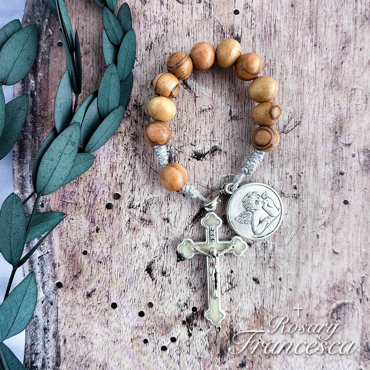 Olive wood mini rosary